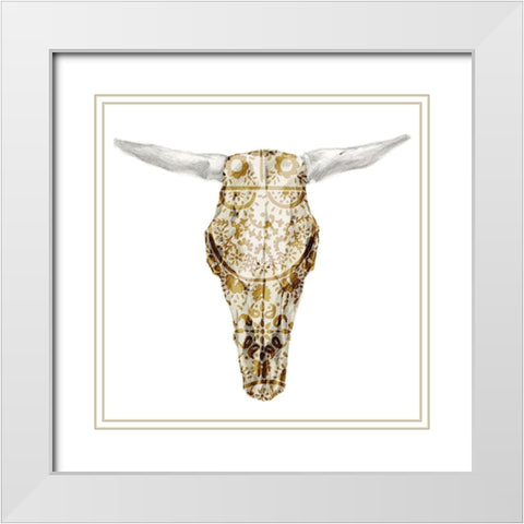 Day of the Dead Skull Mount VIII White Modern Wood Framed Art Print with Double Matting by Studio W