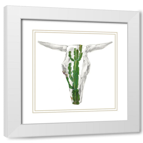 Day of the Dead Skull Mount IX White Modern Wood Framed Art Print with Double Matting by Studio W