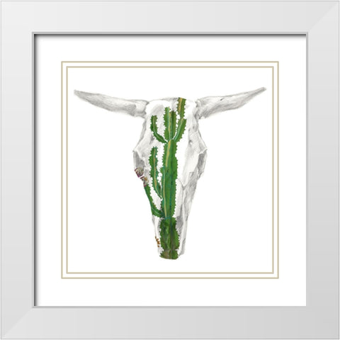 Day of the Dead Skull Mount IX White Modern Wood Framed Art Print with Double Matting by Studio W
