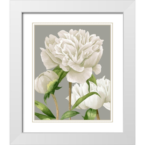 White Peonies II White Modern Wood Framed Art Print with Double Matting by Popp, Grace