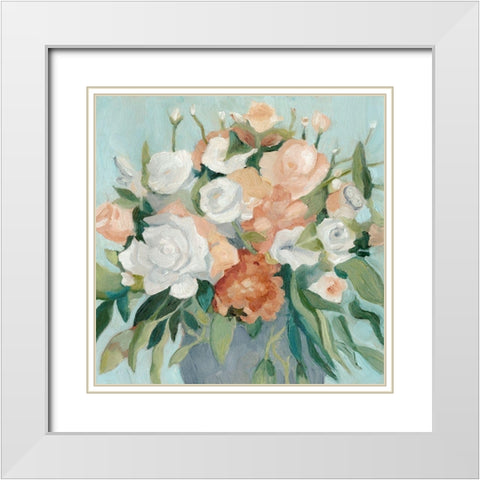 Soft Pastel Bouquet I White Modern Wood Framed Art Print with Double Matting by Scarvey, Emma
