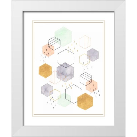 Hex Scatter I White Modern Wood Framed Art Print with Double Matting by McClure, Gabrielle