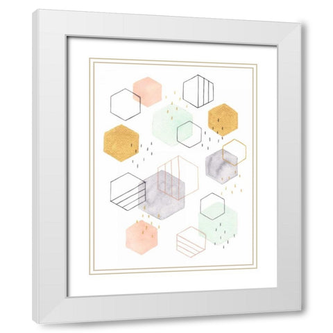 Hex Scatter II White Modern Wood Framed Art Print with Double Matting by McClure, Gabrielle