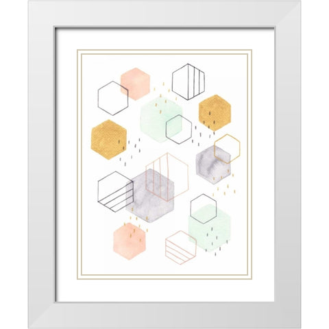 Hex Scatter II White Modern Wood Framed Art Print with Double Matting by McClure, Gabrielle