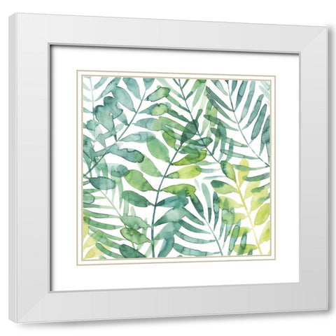 Frond Waltz I White Modern Wood Framed Art Print with Double Matting by Popp, Grace