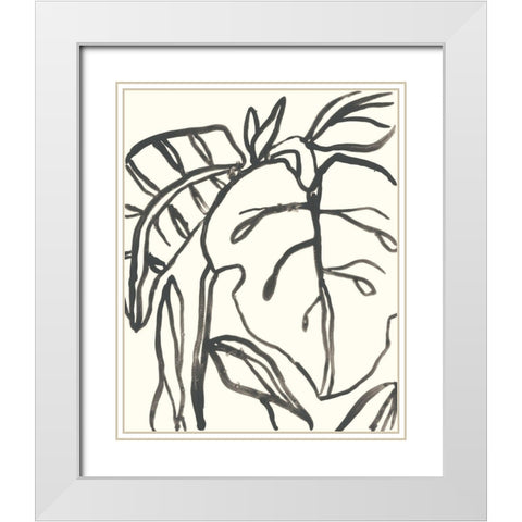 Tropical Contour I White Modern Wood Framed Art Print with Double Matting by Vess, June Erica
