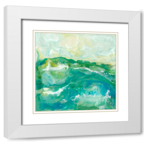 Turquoise Sea II White Modern Wood Framed Art Print with Double Matting by Holland, J.