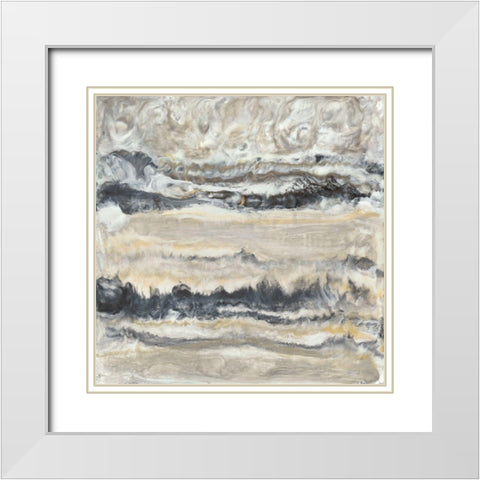 Stria I White Modern Wood Framed Art Print with Double Matting by Holland, J.