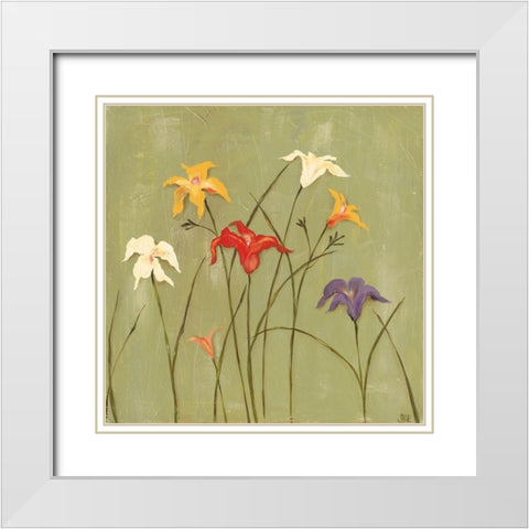 Jeweled Lilies I White Modern Wood Framed Art Print with Double Matting by Reynolds, Jade