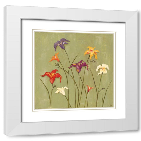 Jeweled Lilies II White Modern Wood Framed Art Print with Double Matting by Reynolds, Jade