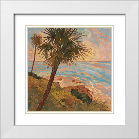 Palm Breeze II White Modern Wood Framed Art Print with Double Matting by Reynolds, Graham