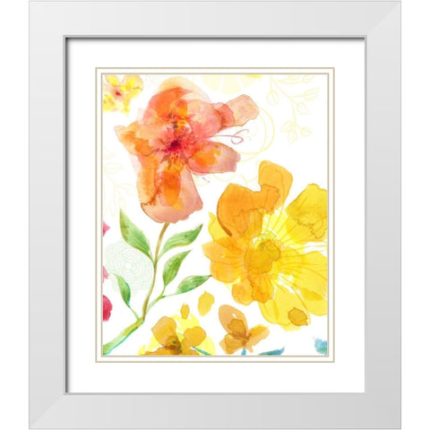 Blossoms in the Sun I White Modern Wood Framed Art Print with Double Matting by Naskrent, Delores