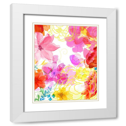 Blossoms in the Sun V White Modern Wood Framed Art Print with Double Matting by Naskrent, Delores