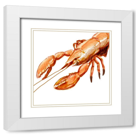 Illustrated Lobster I White Modern Wood Framed Art Print with Double Matting by Novak, Rick