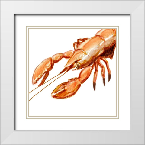Illustrated Lobster I White Modern Wood Framed Art Print with Double Matting by Novak, Rick