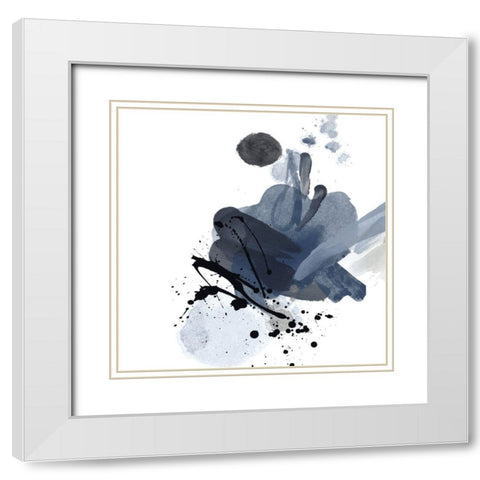 Blue and Black Splash I White Modern Wood Framed Art Print with Double Matting by Orlov, Irena