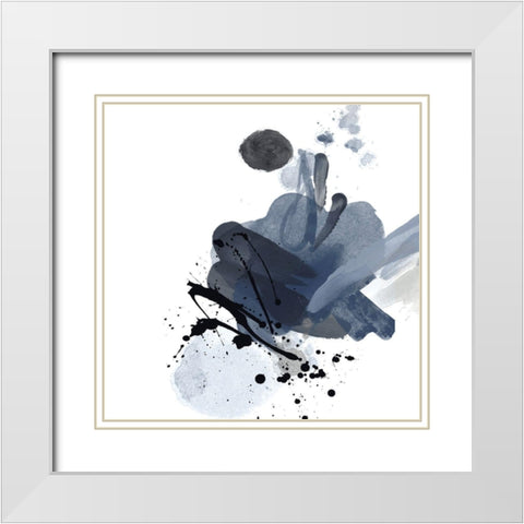 Blue and Black Splash I White Modern Wood Framed Art Print with Double Matting by Orlov, Irena