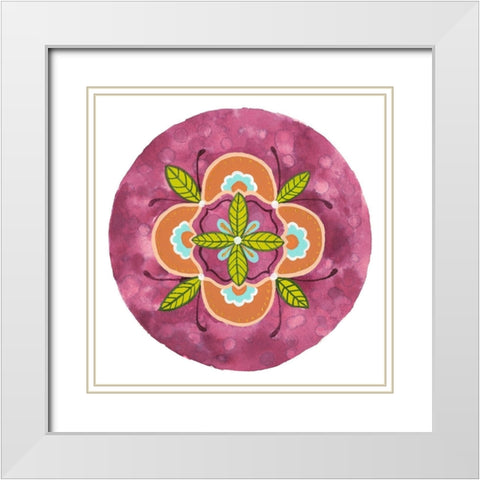 Maroon Mandala II White Modern Wood Framed Art Print with Double Matting by Ewer, Rebekah