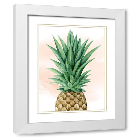 Pineapple on Coral I White Modern Wood Framed Art Print with Double Matting by Popp, Grace