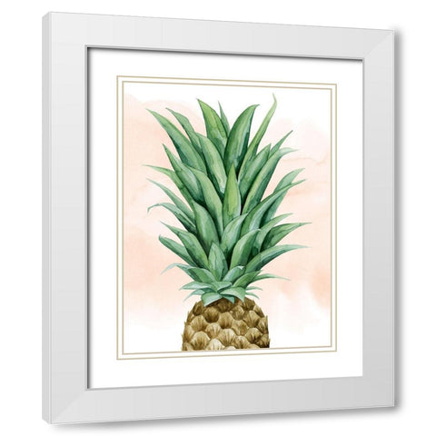 Pineapple on Coral II White Modern Wood Framed Art Print with Double Matting by Popp, Grace