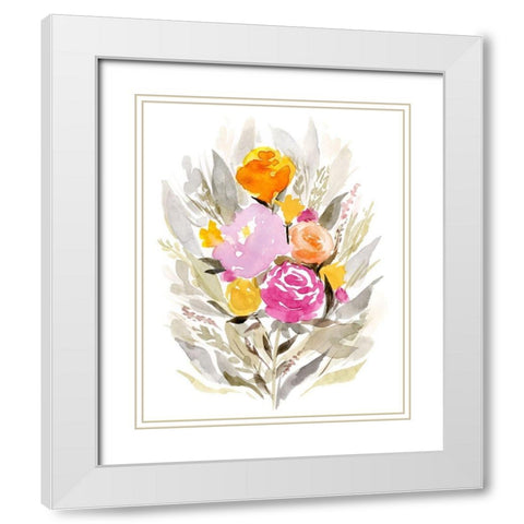 Pastel Sprig II White Modern Wood Framed Art Print with Double Matting by Borges, Victoria