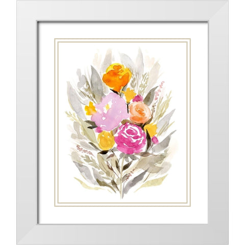 Pastel Sprig II White Modern Wood Framed Art Print with Double Matting by Borges, Victoria