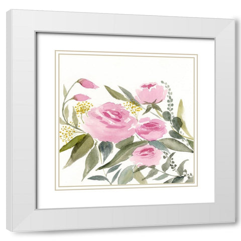 Rosebud Watercolor II White Modern Wood Framed Art Print with Double Matting by Borges, Victoria