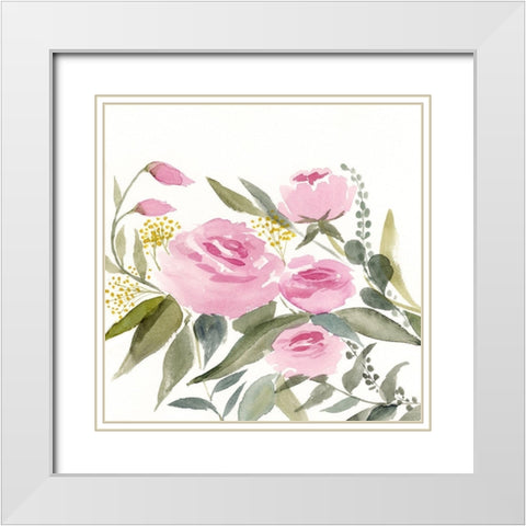 Rosebud Watercolor II White Modern Wood Framed Art Print with Double Matting by Borges, Victoria