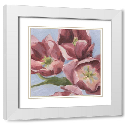Mauve Tulips II White Modern Wood Framed Art Print with Double Matting by Scarvey, Emma