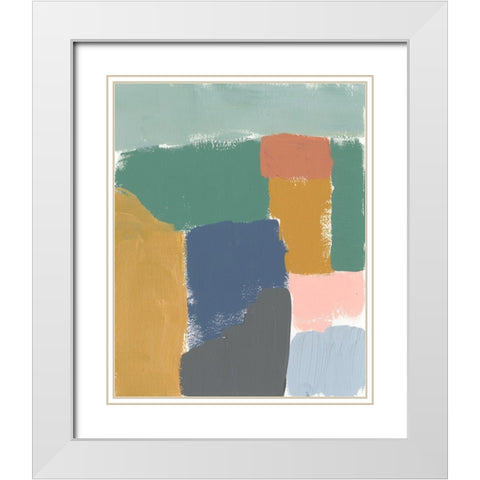 Muted Color Block III White Modern Wood Framed Art Print with Double Matting by Goldberger, Jennifer