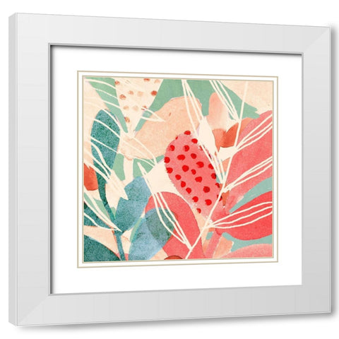 Tropical Assemblage I White Modern Wood Framed Art Print with Double Matting by Borges, Victoria