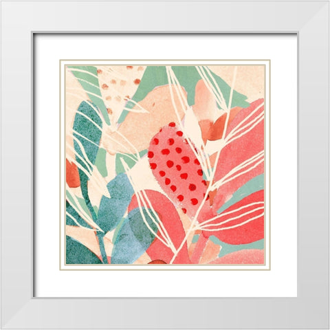 Tropical Assemblage I White Modern Wood Framed Art Print with Double Matting by Borges, Victoria