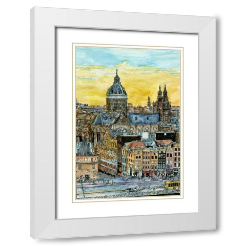 European Afternoon V White Modern Wood Framed Art Print with Double Matting by Wang, Melissa