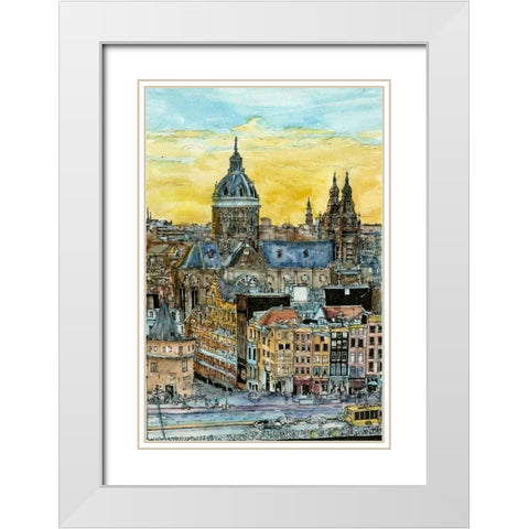 European Afternoon V White Modern Wood Framed Art Print with Double Matting by Wang, Melissa