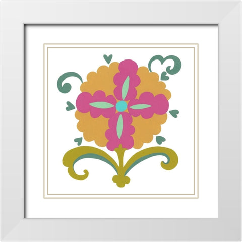 Suzani Flower IV White Modern Wood Framed Art Print with Double Matting by Zarris, Chariklia