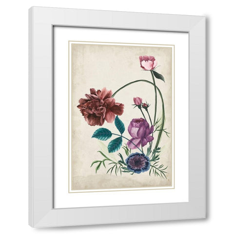 Antique Peony II White Modern Wood Framed Art Print with Double Matting by Wang, Melissa