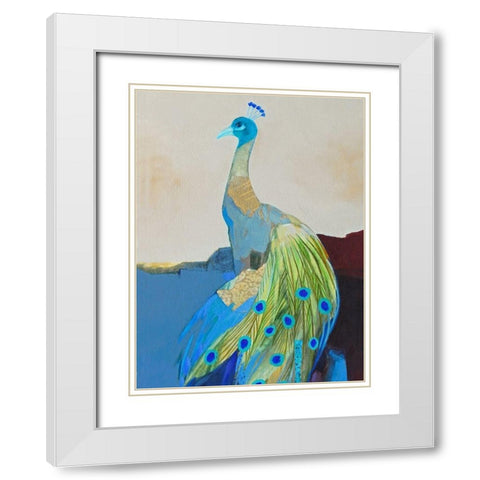 Peacock Transition II White Modern Wood Framed Art Print with Double Matting by Foregard, Larry
