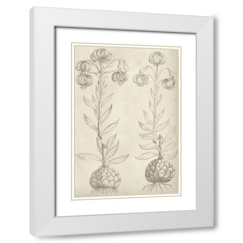 Fresco Floral II White Modern Wood Framed Art Print with Double Matting by Vision Studio