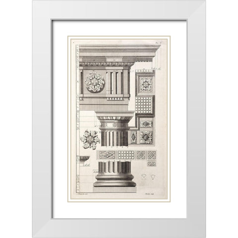 Column and Rosettes White Modern Wood Framed Art Print with Double Matting by Swan, Abraham