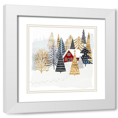 Christmas Chalet I White Modern Wood Framed Art Print with Double Matting by Borges, Victoria