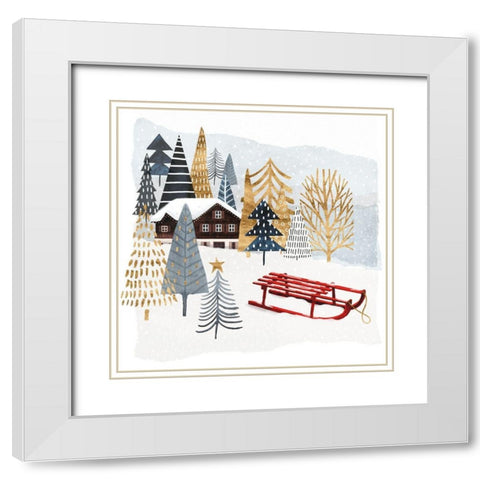 Christmas Chalet II White Modern Wood Framed Art Print with Double Matting by Borges, Victoria