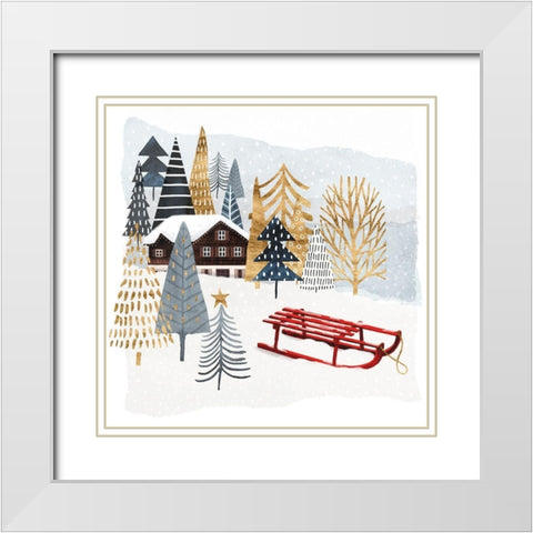 Christmas Chalet II White Modern Wood Framed Art Print with Double Matting by Borges, Victoria