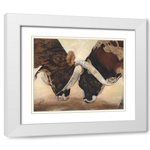 Hook em Horns I White Modern Wood Framed Art Print with Double Matting by Winkler, Kathy