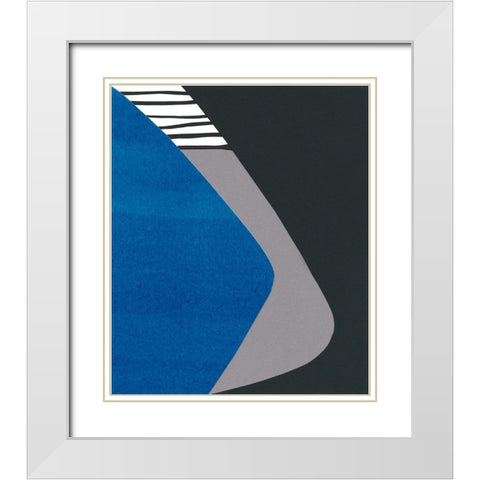 Memphis in Blue II White Modern Wood Framed Art Print with Double Matting by Stramel, Renee W.