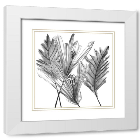 Floral Silhouette I White Modern Wood Framed Art Print with Double Matting by Wang, Melissa