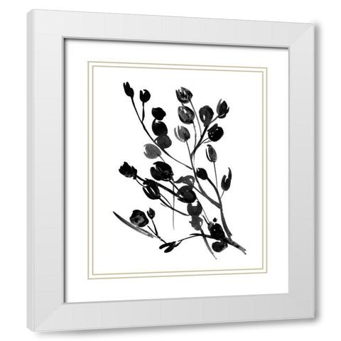Expressive Floral I White Modern Wood Framed Art Print with Double Matting by Wang, Melissa