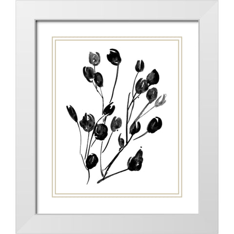 Expressive Floral II White Modern Wood Framed Art Print with Double Matting by Wang, Melissa