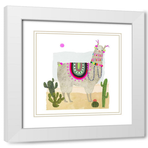 Llamarama II White Modern Wood Framed Art Print with Double Matting by Borges, Victoria