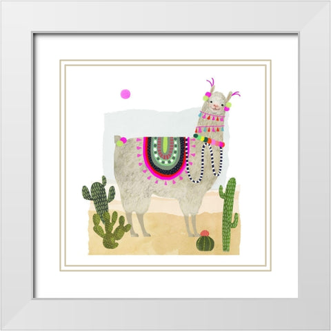 Llamarama II White Modern Wood Framed Art Print with Double Matting by Borges, Victoria