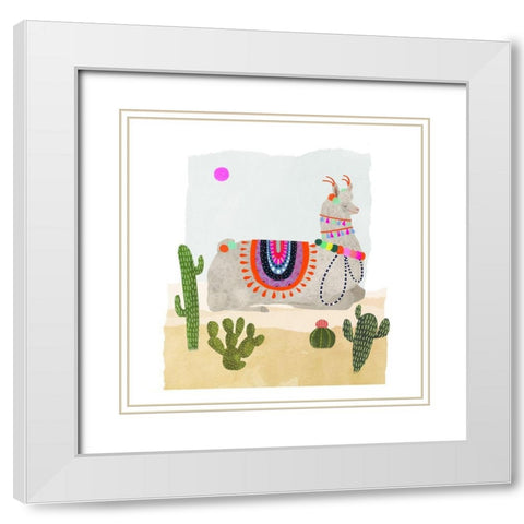 Llamarama III White Modern Wood Framed Art Print with Double Matting by Borges, Victoria